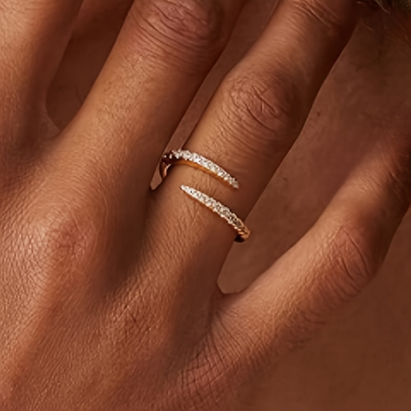 Women's Spiral Wrap Open Band Ring with Synthetic Cubic Zirconia